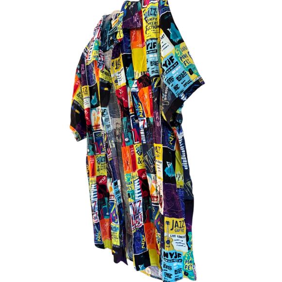 Disney Store Men's L Pixar's Soul Woven Rayon Jazz Button Up Shirt Short Sleeve - Picture 2 of 6